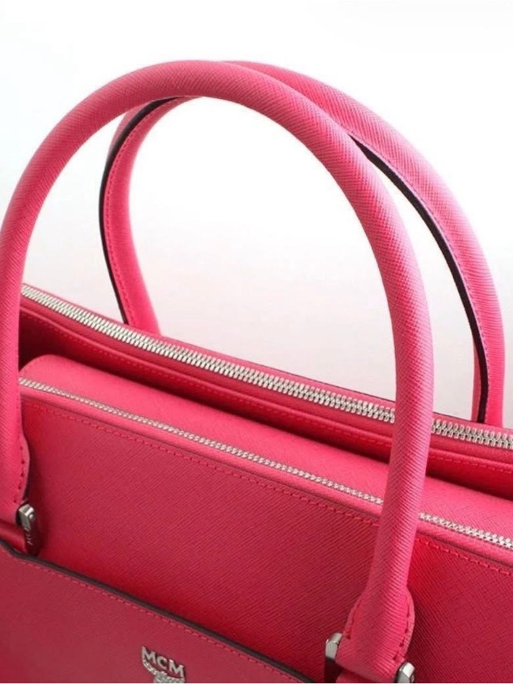 MCM Hot Pink Leather Structured Satchel - Picture 5 of 5
